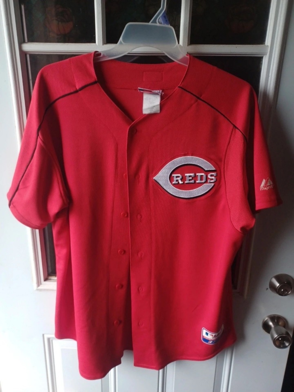 Cincinnati Reds Men's Red Button-Up Jersey - Majestic